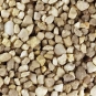 Colour photograph of white and brown round gravel