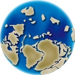 Image couleur du globe montrant le déplacement des continents 395 millions d'années