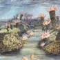 Image couleur de l'océan bleu et de plantes sur le fond marin