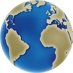 Image couleur du globe montrant le déplacement des continents 0 millions d'années