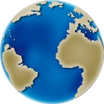 Image couleur du globe montrant le déplacement des continents 20 millions d'années