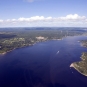 Colour aerial photograph of river valley